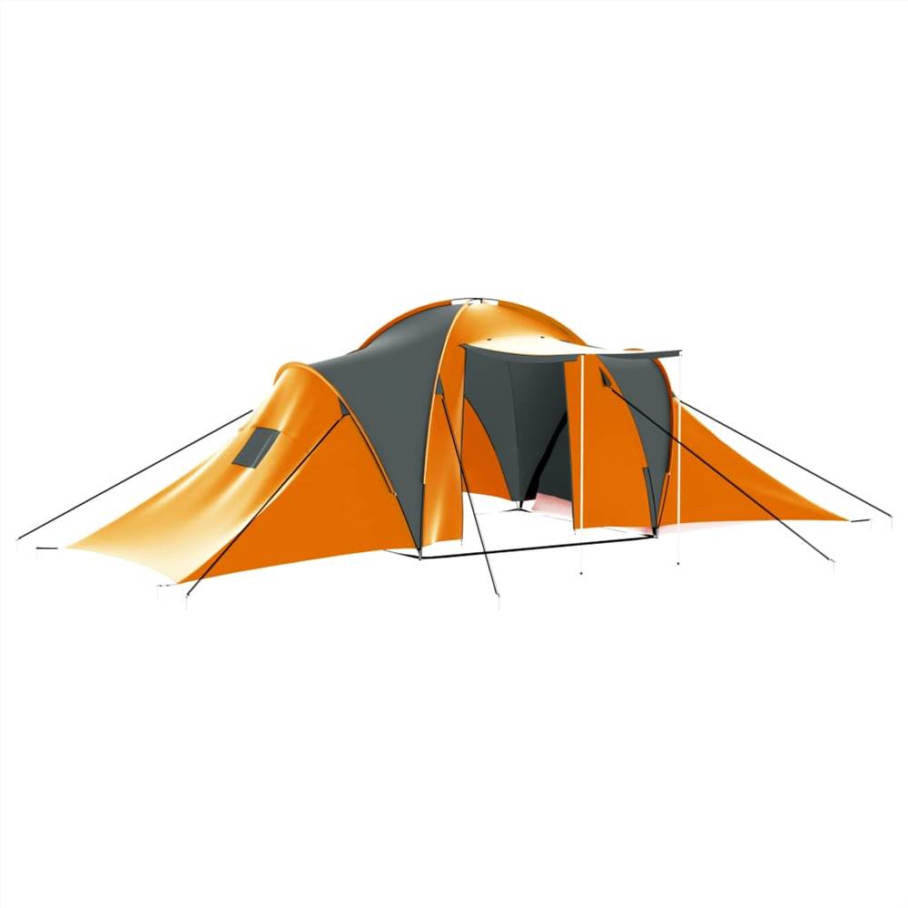 Палатка для кемпинга на 9 человек из ткани, серо-оранжевая