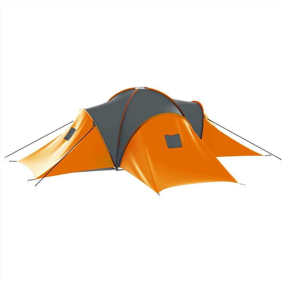 Camping Tent 9 Persons Fabric Grey and Orange 17 Camping Tent 9 Persons Fabric Grey and Orange