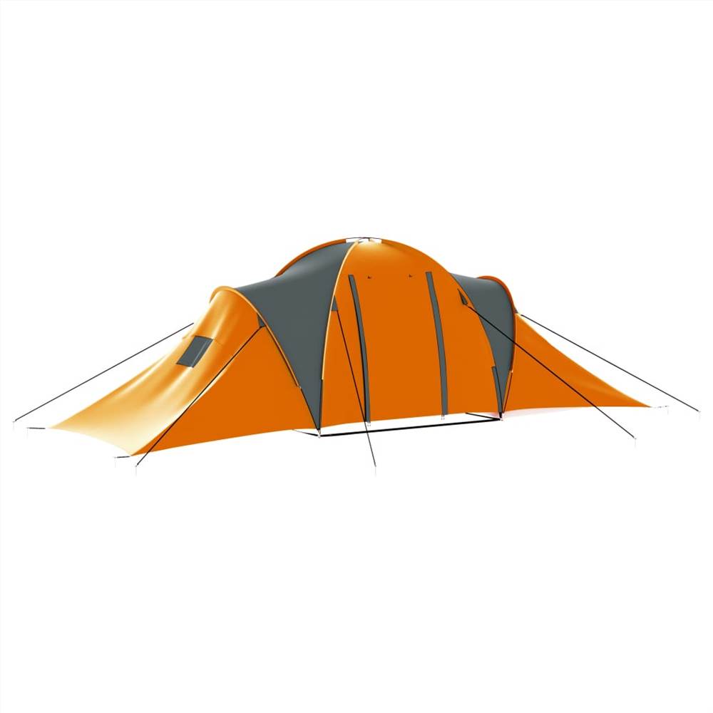 Camping Tent 9 Persons Fabric Grey and Orange 19 Camping Tent 9 Persons Fabric Grey and Orange