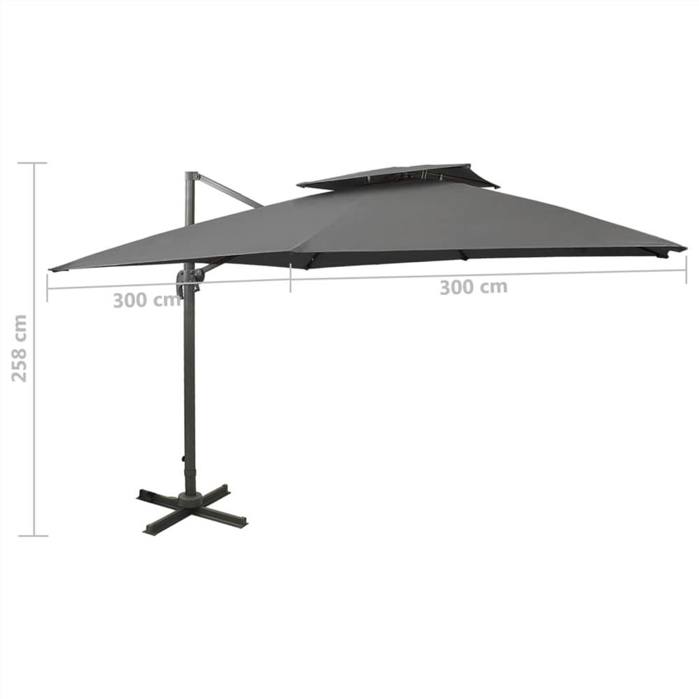 Cantilever Umbrella with Double Top 300x300 cm Anthracite