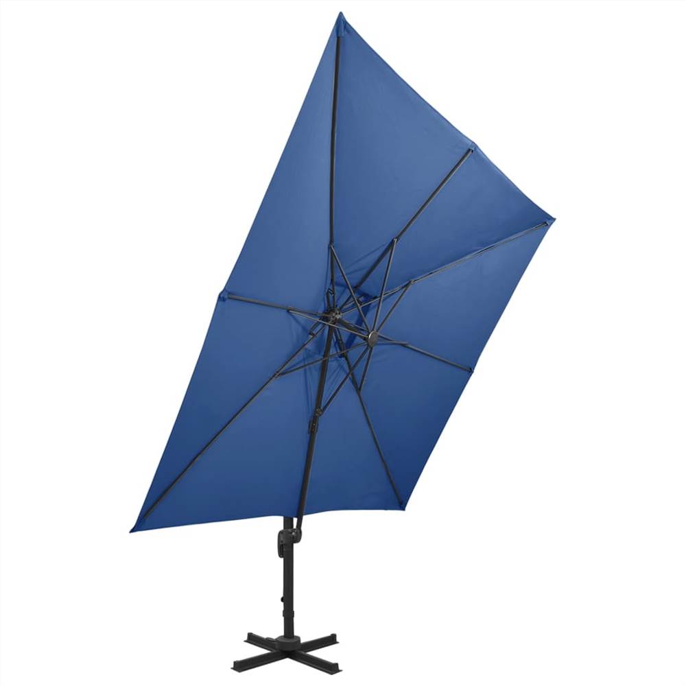 Cantilever Umbrella with Double Top 300x300 cm Azure Blue