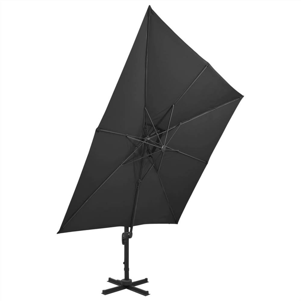 Cantilever Umbrella with Double Top 300x300 cm Black