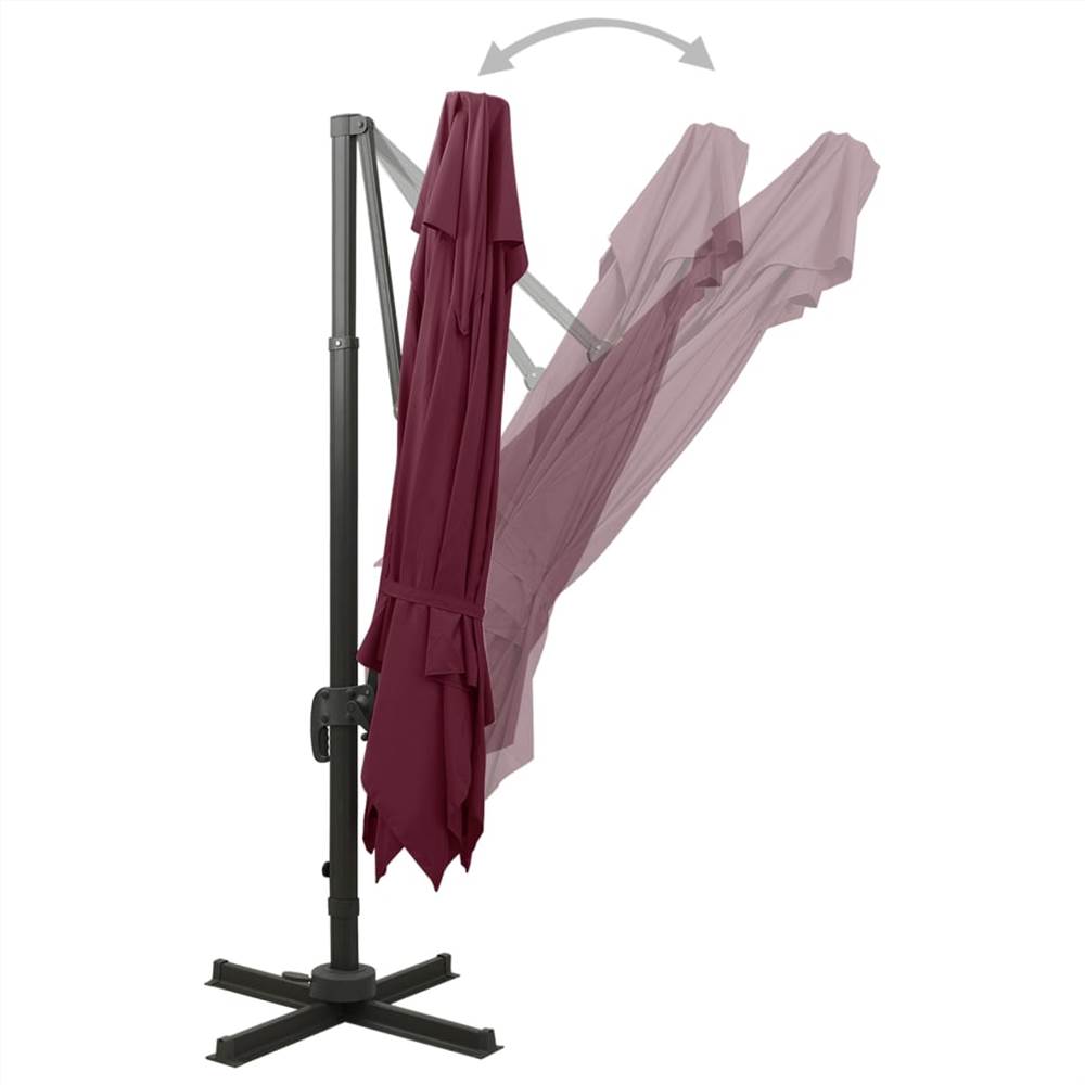 Cantilever Umbrella with Double Top 300x300 cm Bordeaux Red