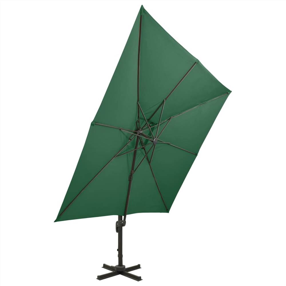 Cantilever Umbrella with Double Top 300x300 cm Green
