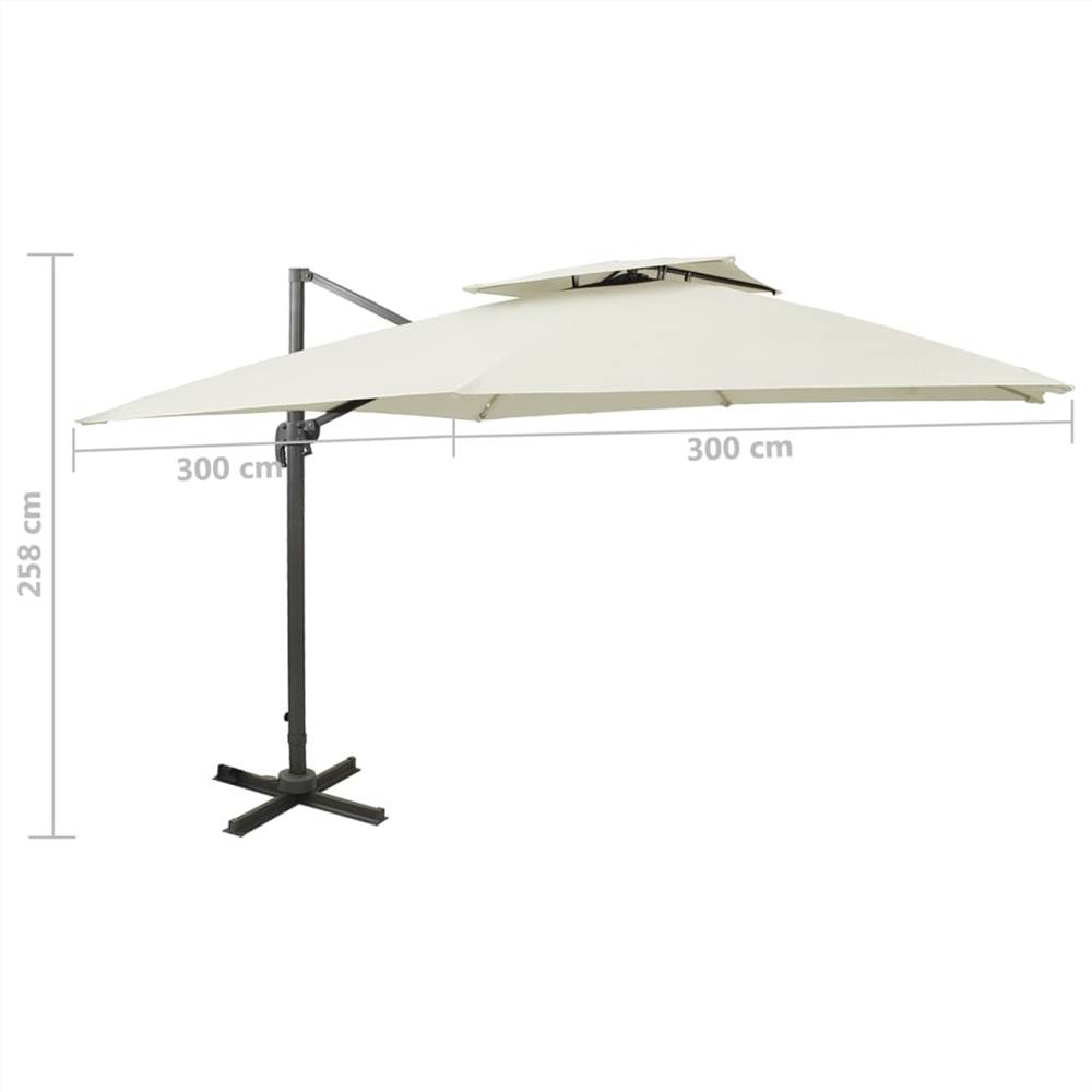 Cantilever Umbrella with Double Top 300x300 cm Sand