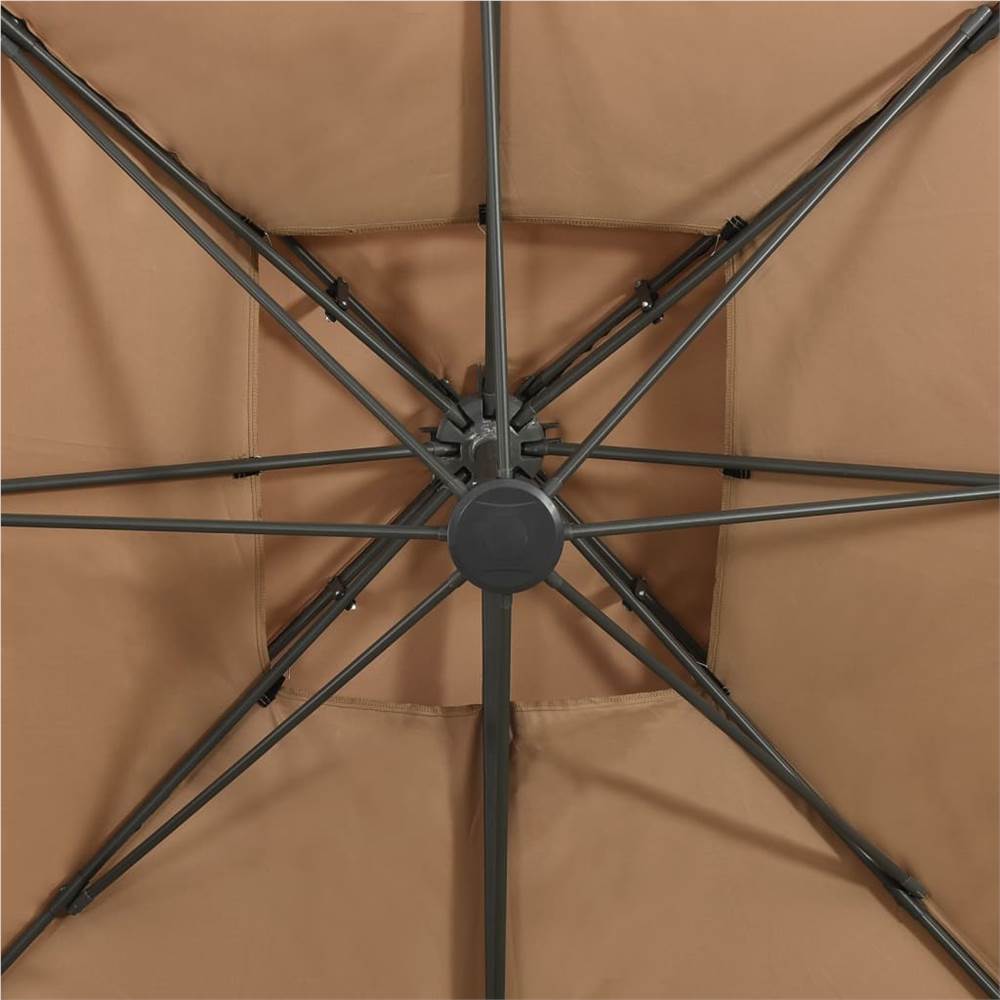 Cantilever Umbrella with Double Top 300x300 cm Taupe