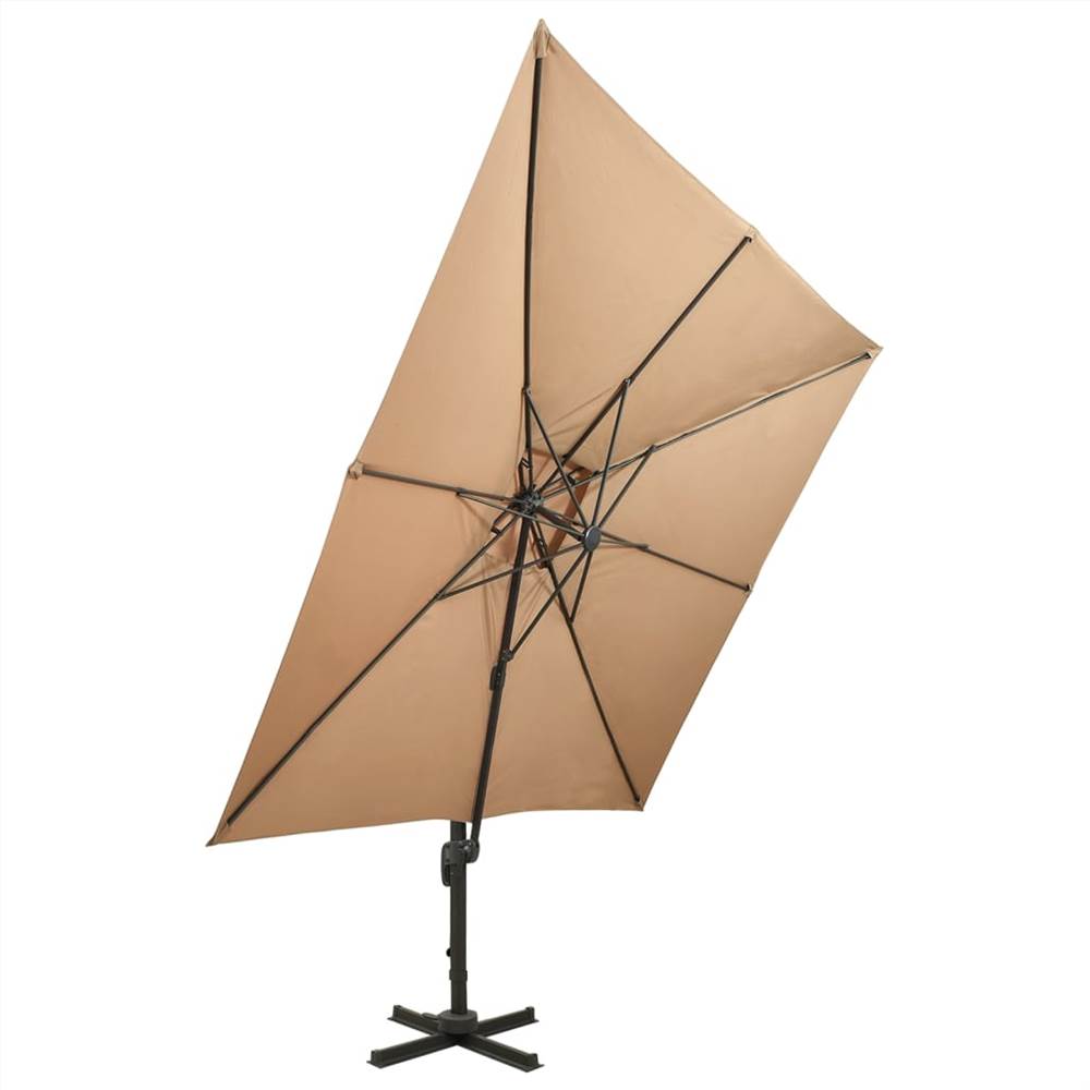 Cantilever Umbrella with Double Top 300x300 cm Taupe