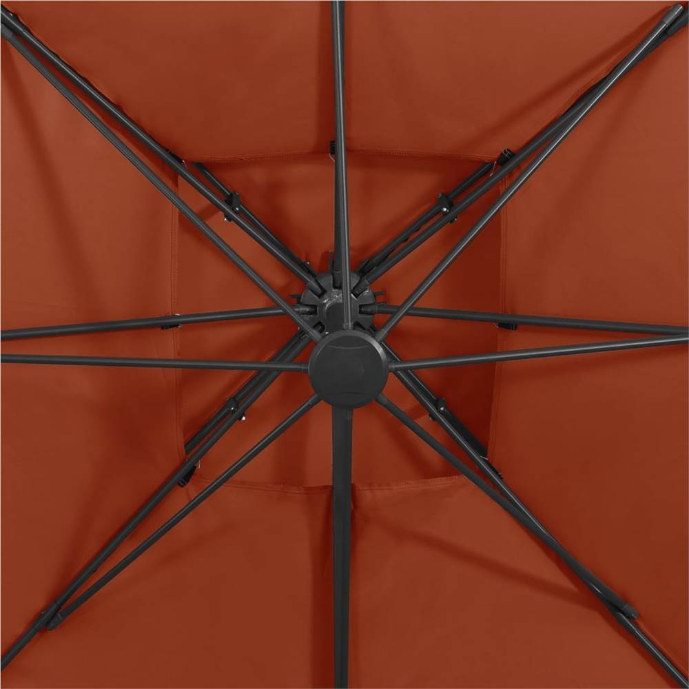 Cantilever Umbrella with Double Top 300x300 cm Terracotta