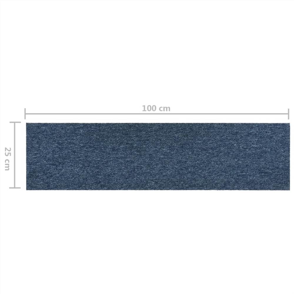 Carpet Floor Tiles 16 pcs 4 m² 25x100 cm Blue