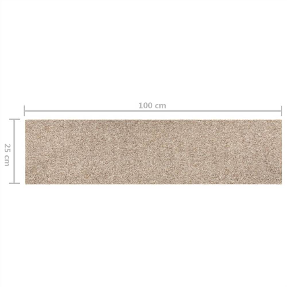 Carpet Floor Tiles 16 pcs 4 m² 25x100 cm Light Beige