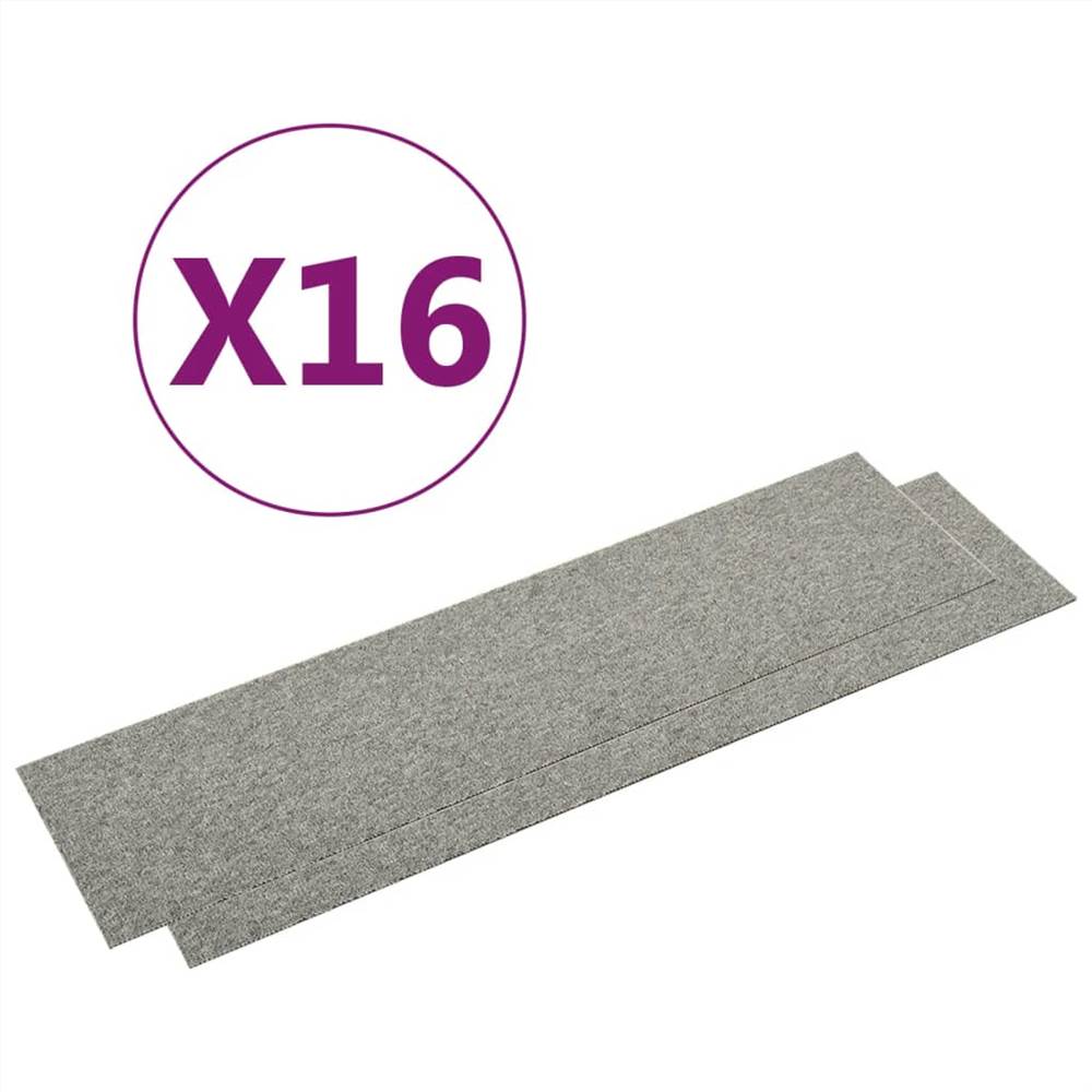 Carpet Floor Tiles 16 pcs 4 m² 25x100 cm Light Grey