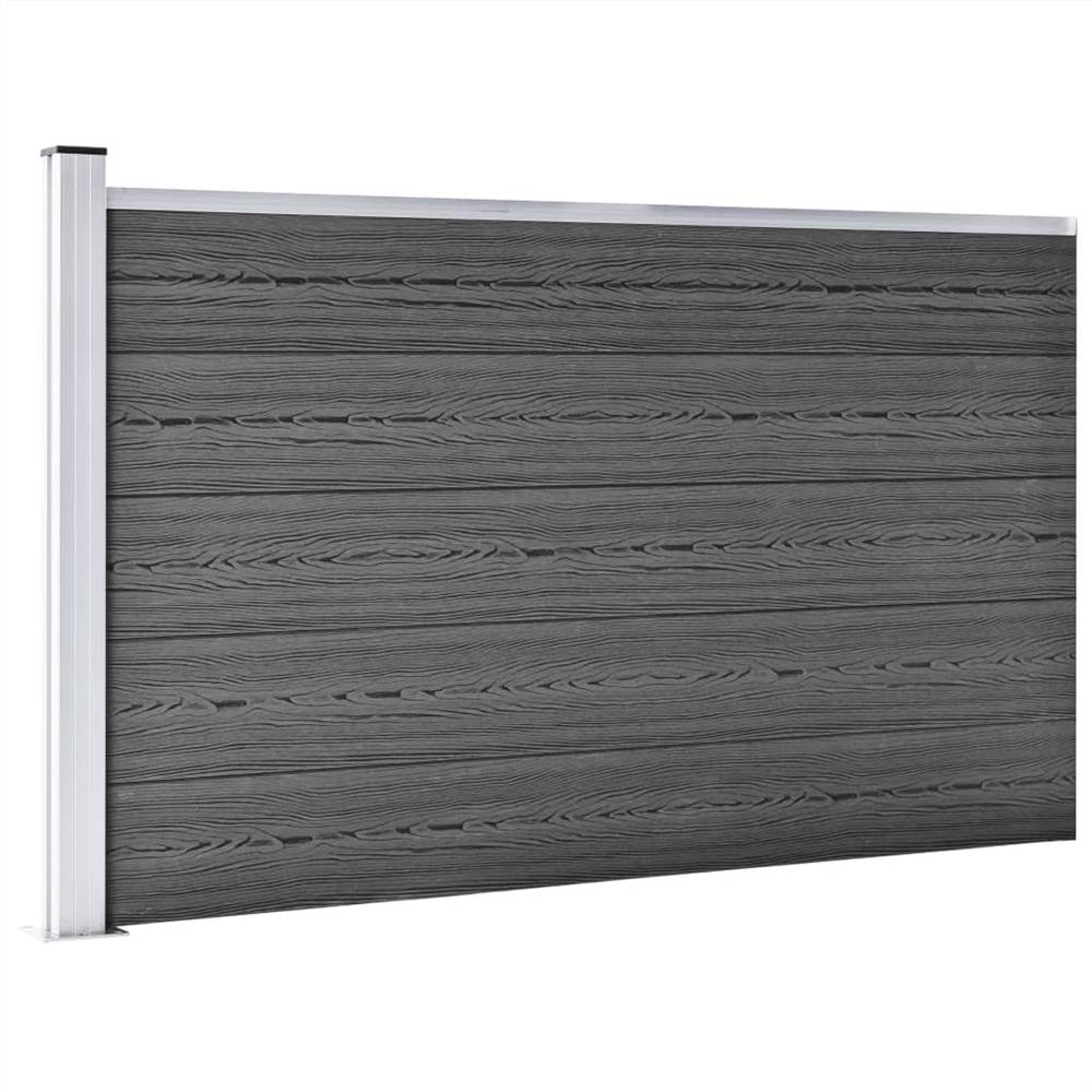 Conjunto de paneles de valla WPC 699x105 cm Negro Conjunto de paneles de valla WPC 699x105 cm Negro