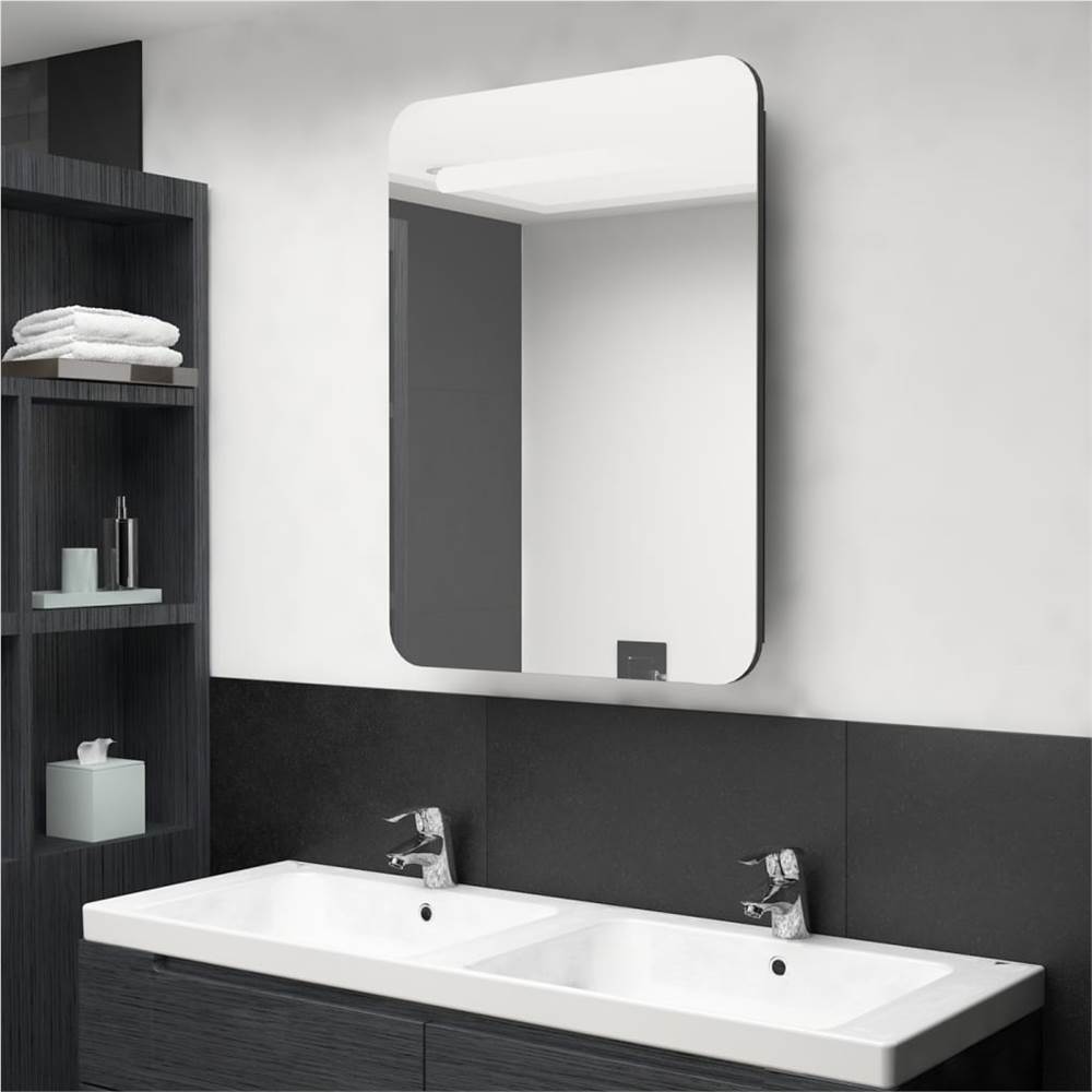 LED Bathroom Mirror Cabinet Shining Black 60x11x80 cm