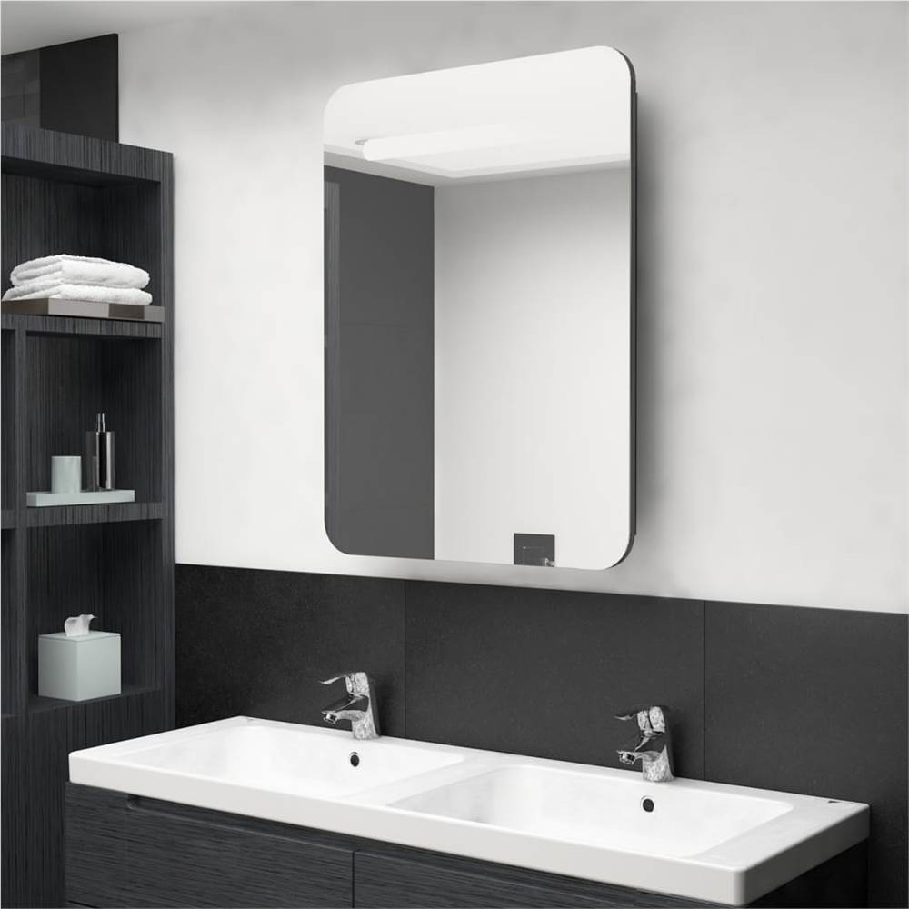 

LED Bathroom Mirror Cabinet Shining Grey 60x11x80 cm