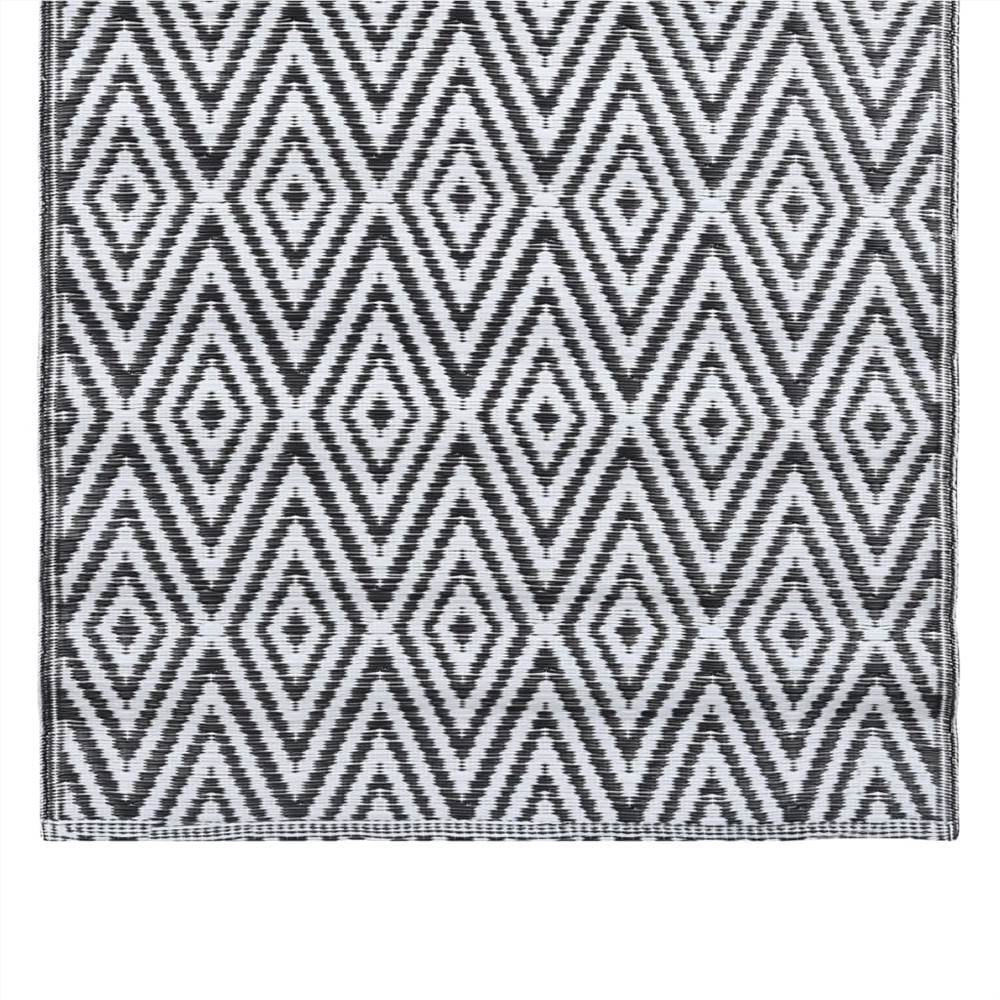 Outdoor Carpet White and Black 190x290 cm PP