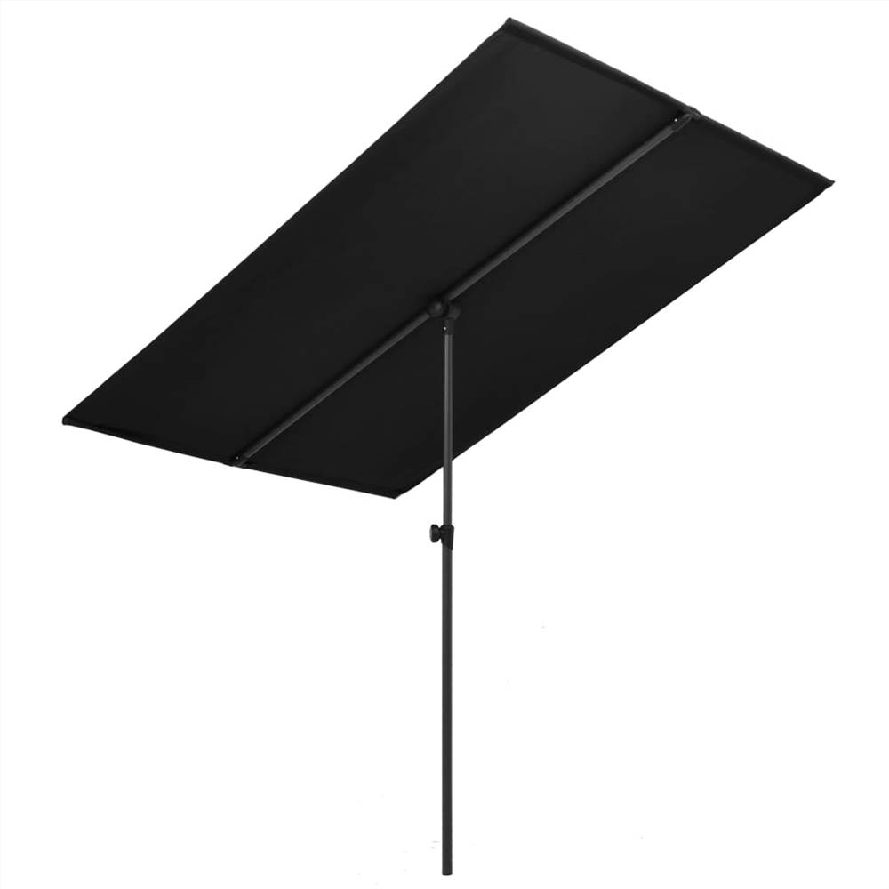 Outdoor Parasol with Aluminium Pole 180x130 cm Black