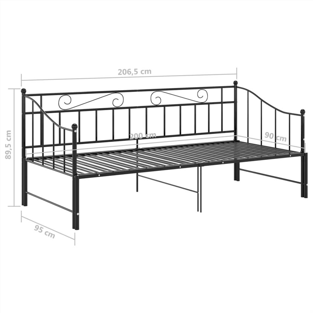 Pull-out Sofa Bed Frame Black Metal 90x200 cm