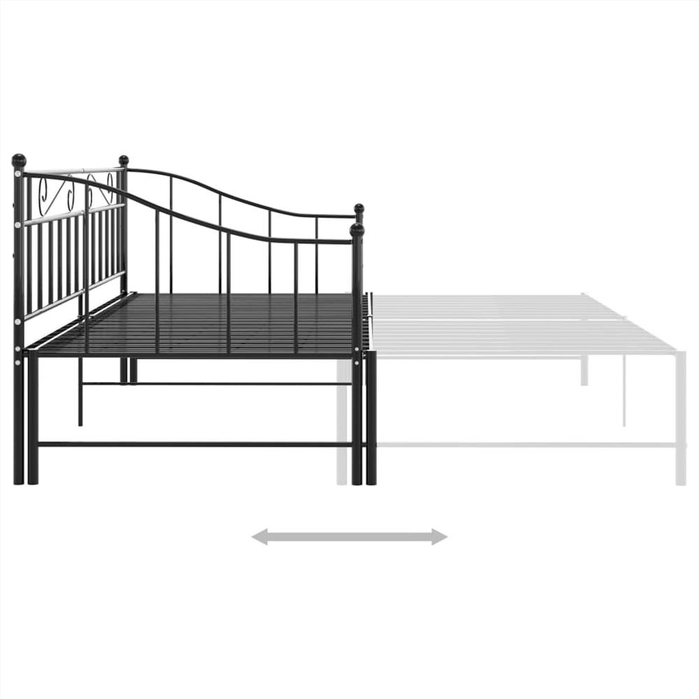 Pull-out Sofa Bed Frame Black Metal 90x200 cm