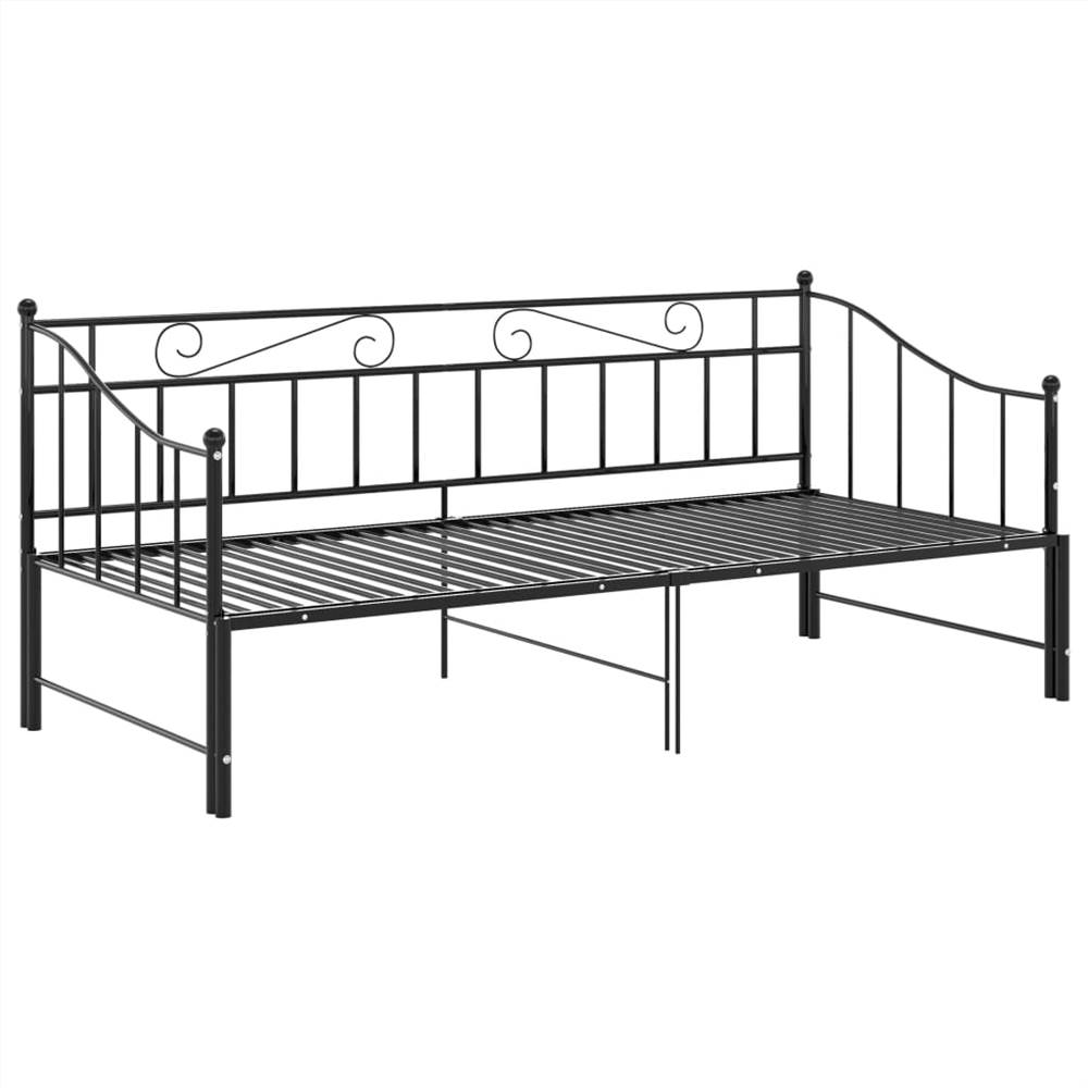 Pullout Sofa Bed Frame Black Metal 90x200 cm