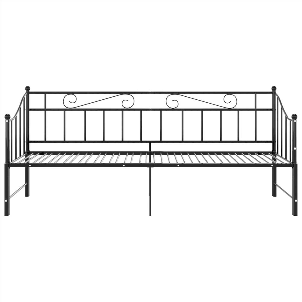 Pullout Sofa Bed Frame Black Metal 90x200 cm