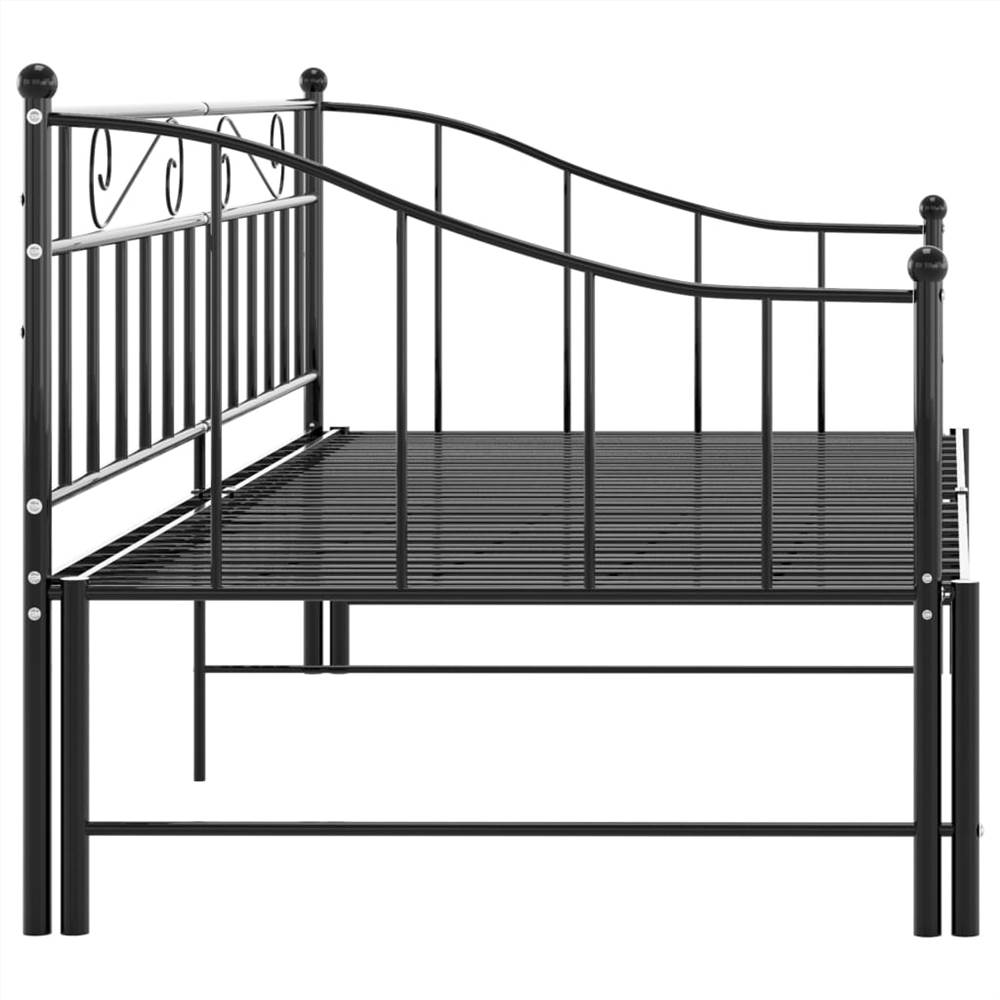 Pullout Sofa Bed Frame Black Metal 90x200 cm
