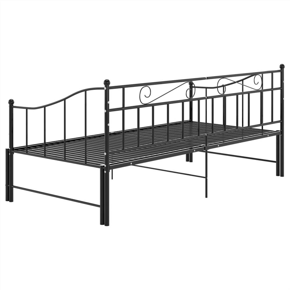 Pullout Sofa Bed Frame Black Metal 90x200 cm