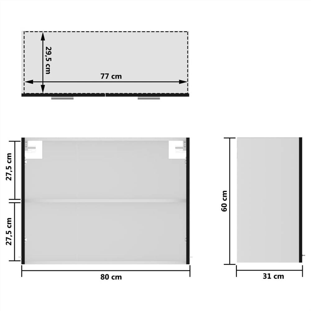 7 Piece Kitchen Cabinet Set Black Chipboard