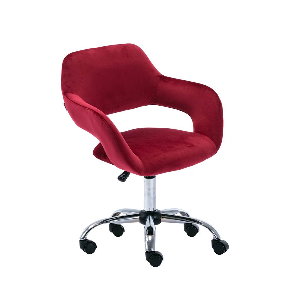 

COOLMORE Modern Leisure Linen Swivel Shell Chair Height Adjustable with Curved Backrest and Casters for Living Room, Bedroom, Dining Room, Office - Red