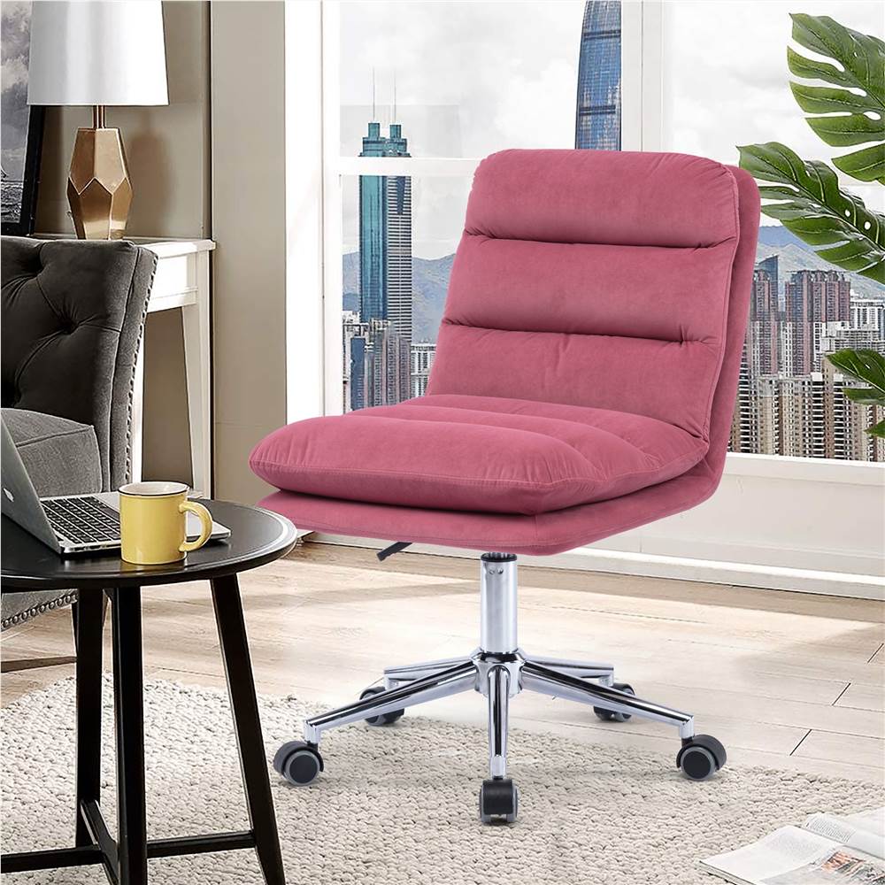 

COOLMORE Velvet Swivel Chair Height Adjustable with Ergonomic Curved Backrest and Casters for Living Room, Bedroom, Dining Room, Office - Pink