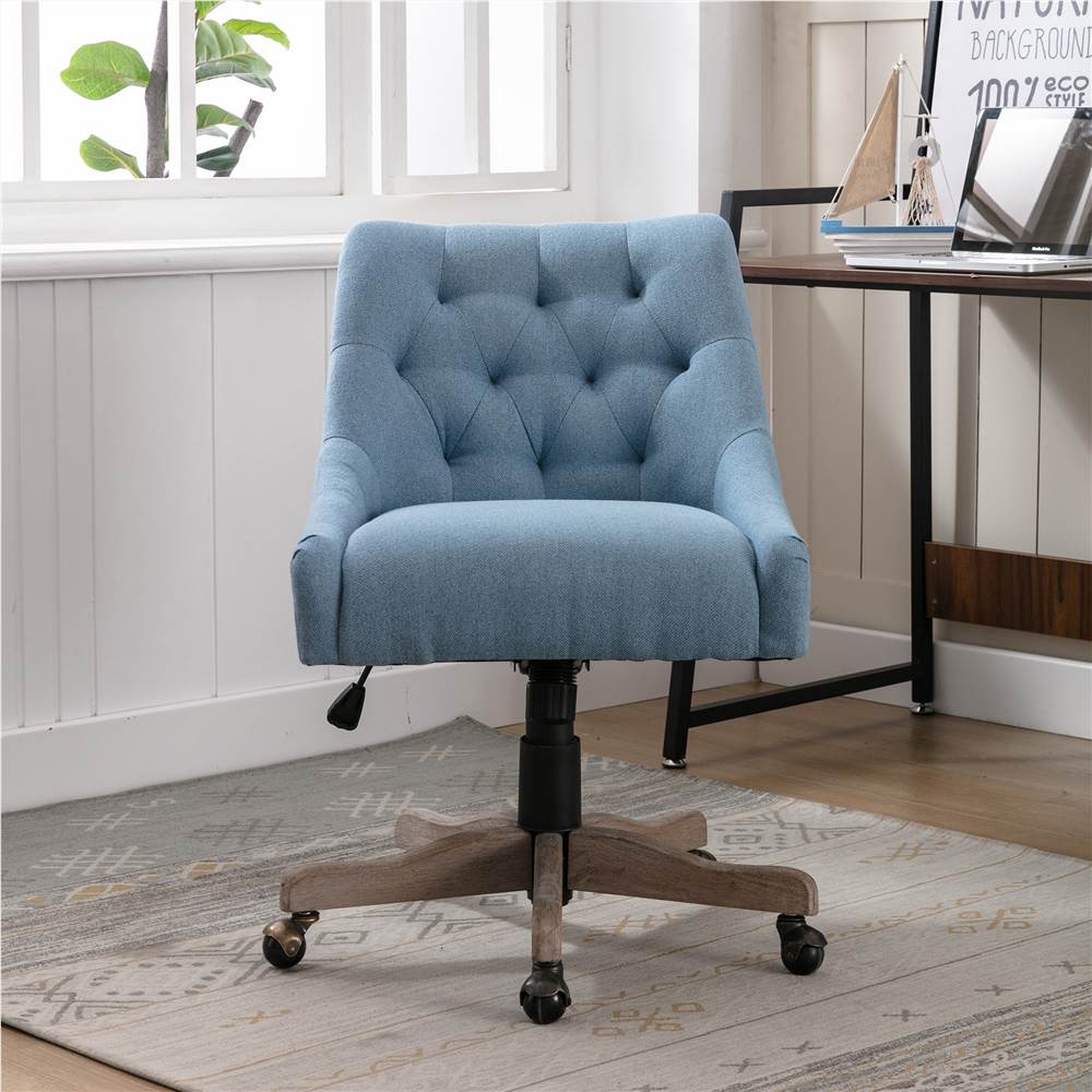 

COOLMORE Modern Leisure Linen Swivel Shell Chair Height Adjustable with Curved Backrest and Casters for Living Room, Bedroom, Dining Room, Office - Blue