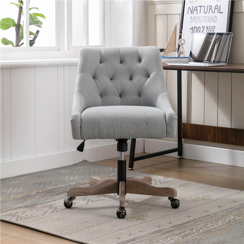 COOLMORE Modern Leisure Linen Swivel Shell Chair Height Adjustable with Curved Backrest and Casters for Living Room, Bedroom, Dining Room, Office - Light Gray