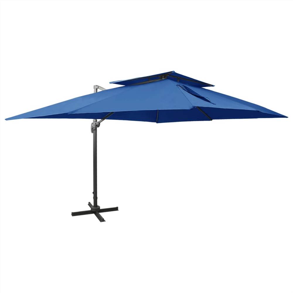 

Cantilever Umbrella with Double Top Azure Blue 400x300 cm