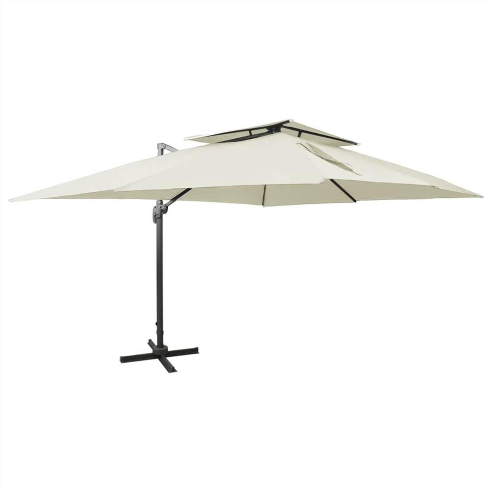 

Cantilever Umbrella with Double Top Sand 400x300 cm