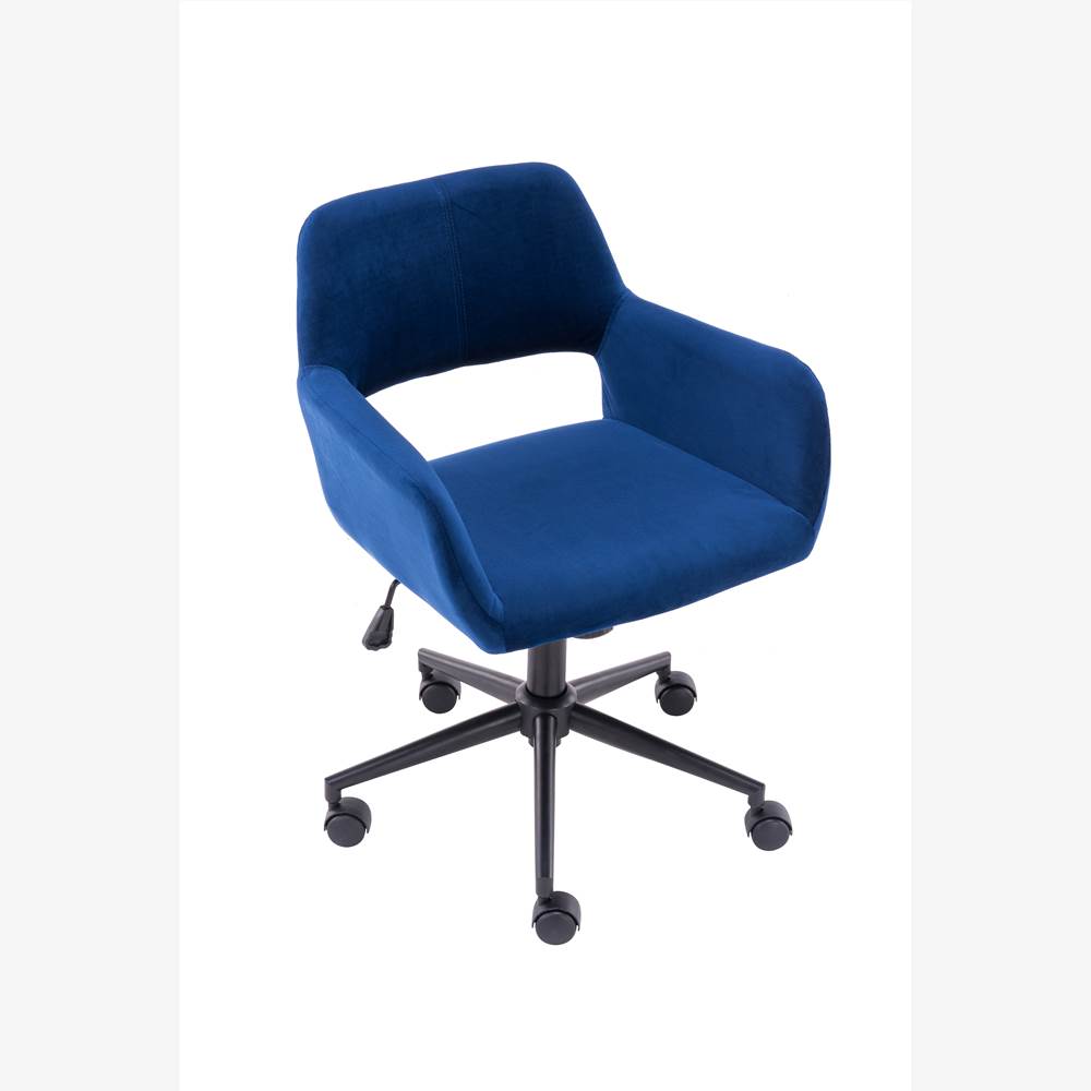 

Velvet Upholstered Swivel Chair Height Adjustable with Ergonomic Backrest and Steel Base for Living Room, Bedroom, Dining Room, Office - Navy