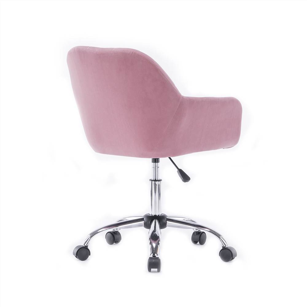 Velvet Upholstered Swivel Chair Height Adjustable Pink