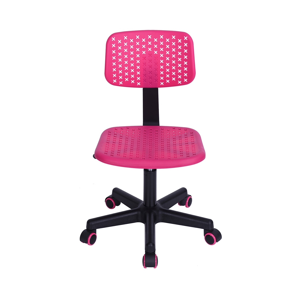 

Plastic Swivel Student Chair Height Adjustable with Ergonomic Low Backrest and Casters for Living Room, Bedroom, Dining Room, Office - Pink