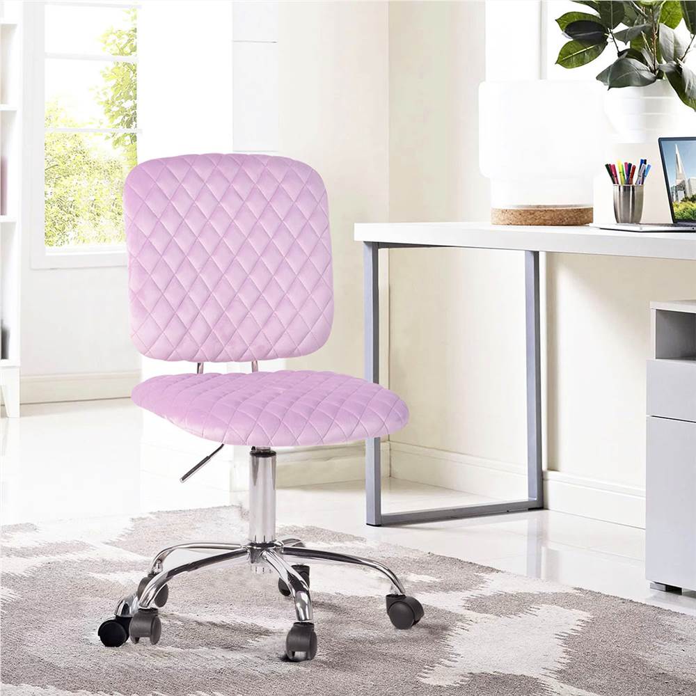 

Velvet Upholstery Rotatable Chair Height Adjustable with Middle Backrest and Casters, for Living Room, Bedroom, Dining Room, Office - Pink