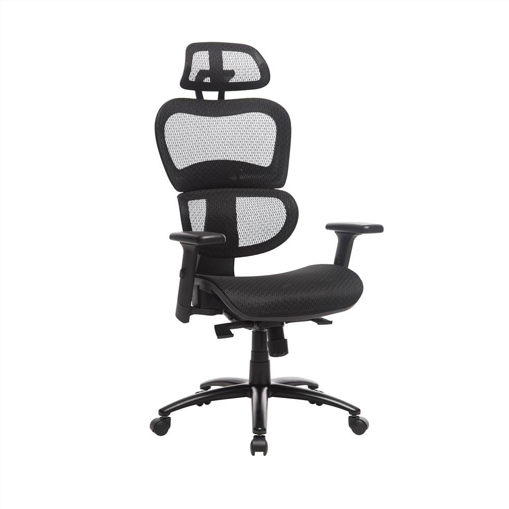 

Home Office Rotatable Gaming Chair Height Adjustable with Ergonomic High Backrest, Elastic Mesh, and Lumbar Support - Black