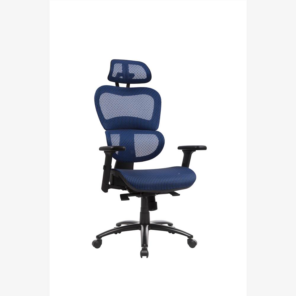 Home Office Rotatable Gaming Chair Height Adjustable with Ergonomic High Backrest, Elastic Mesh, and Lumbar Support - Blue