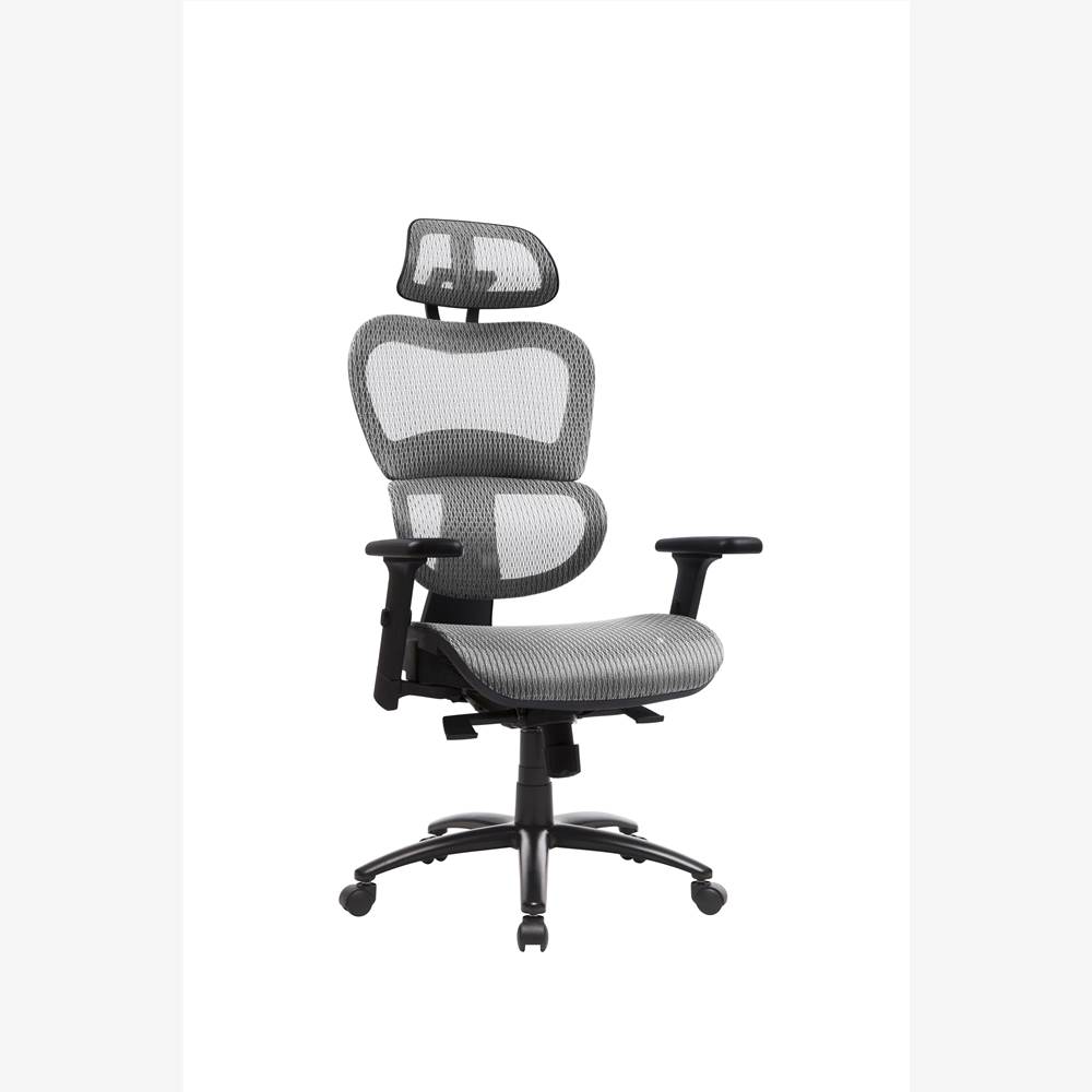 Вращающееся игровое кресло для домашнего офиса с регулируемой высотой, эргономичной высокой спинкой, эластичной сеткой и поясничной опорой - серый