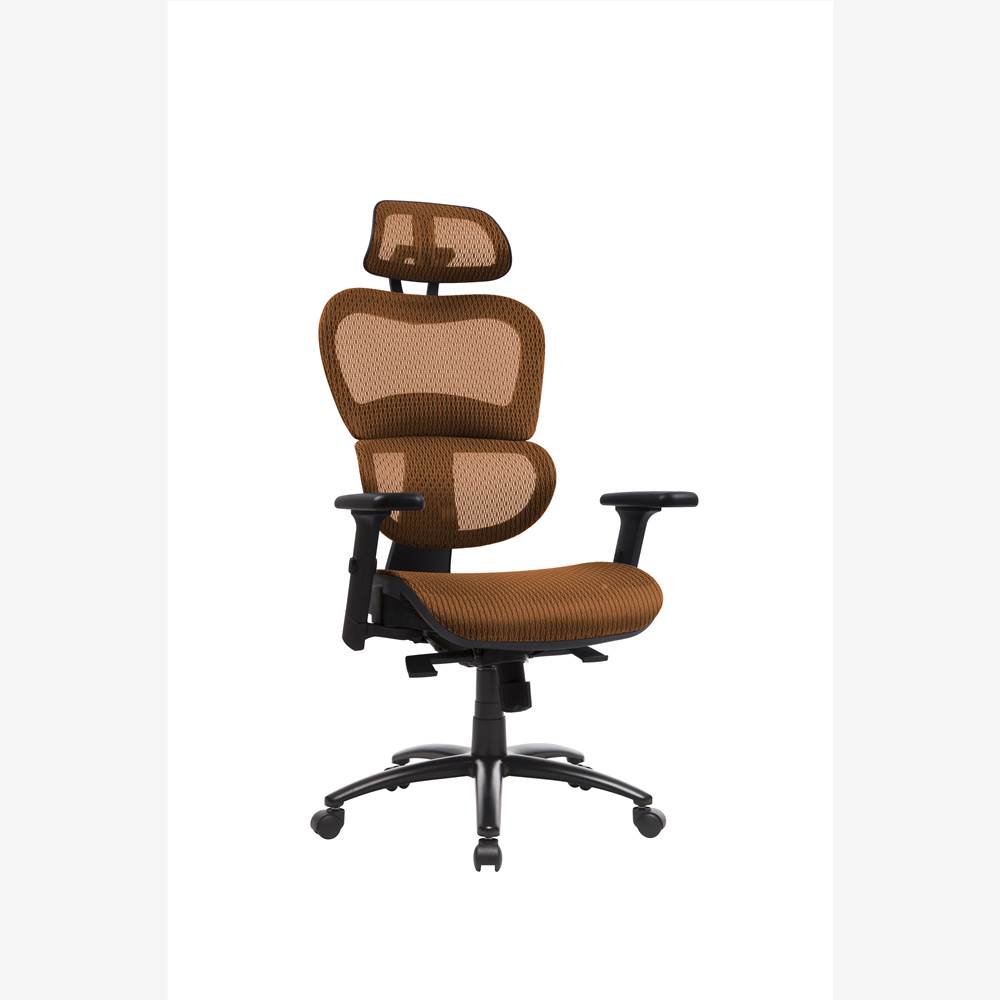 Home Office Rotatable Gaming Chair Height Adjustable with Ergonomic High Backrest, Elastic Mesh, and Lumbar Support - Orange