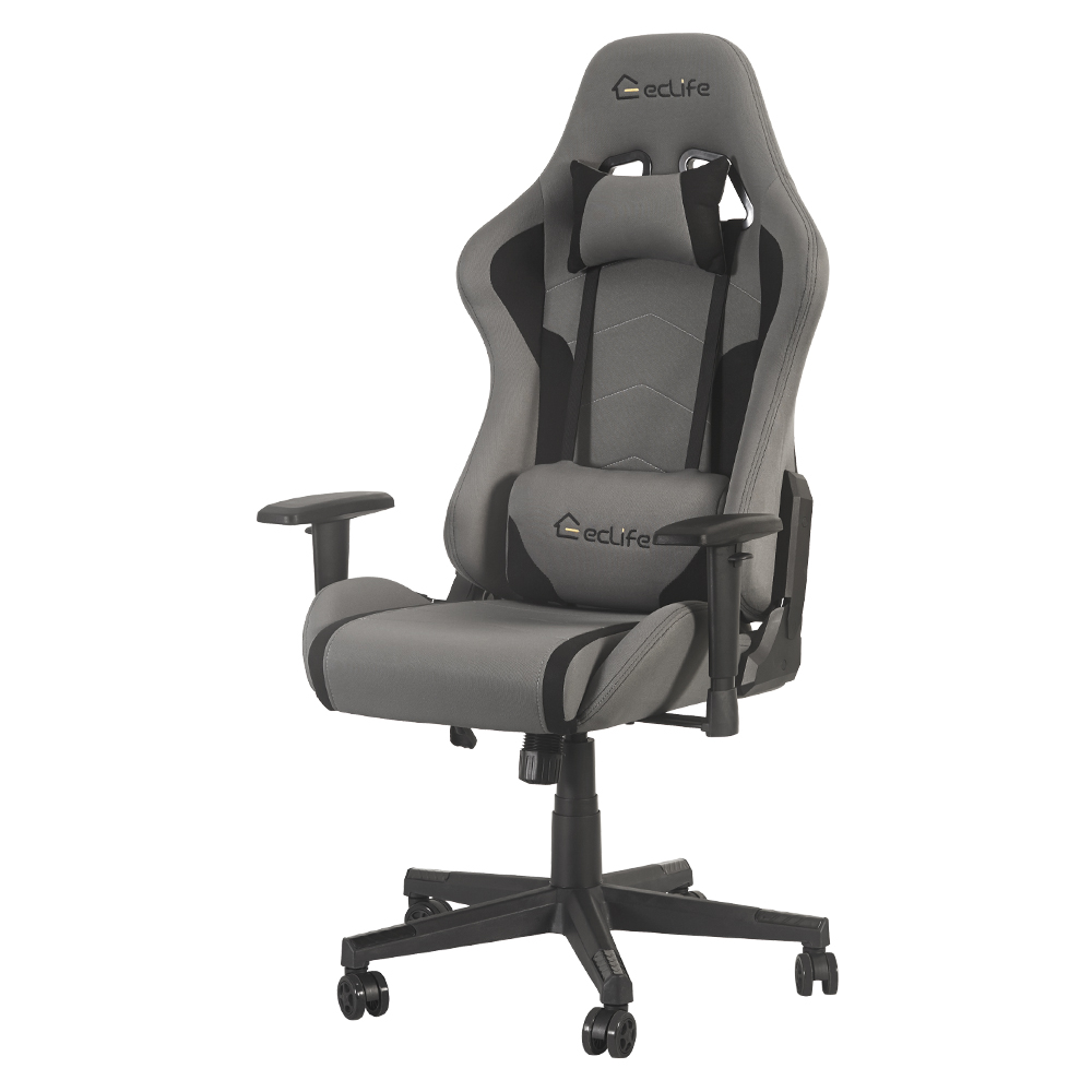 

Home Office PU Leather Adjustable Rotatable Massage Gaming Chair with Ergonomic High Backrest and Lumbar Support - Gray