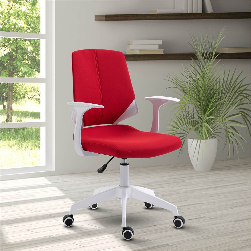 

Techni Home Office Fabric Adjustable Rotatable Chair with Ergonomic Backrest and Casters - Red