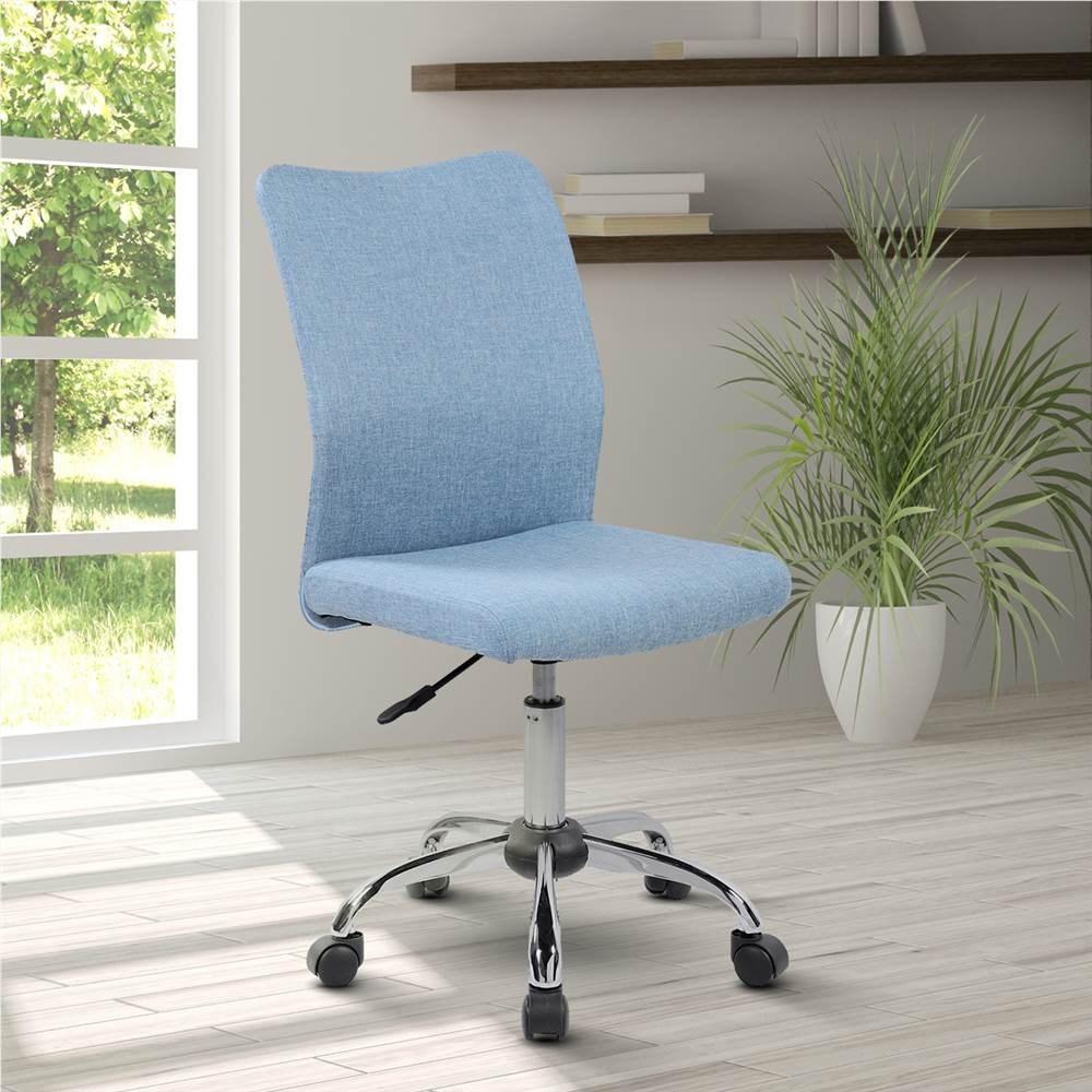 

Techni Modern Leisure Polyester Swivel Chair Height Adjustable with Curved Backrest and Casters for Living Room, Bedroom, Dining Room, Office - Blue