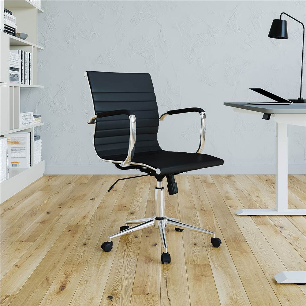 

Techni Home Office Adjustable Rotatable Chair with Ergonomic Backrest and Lumbar Support - Black