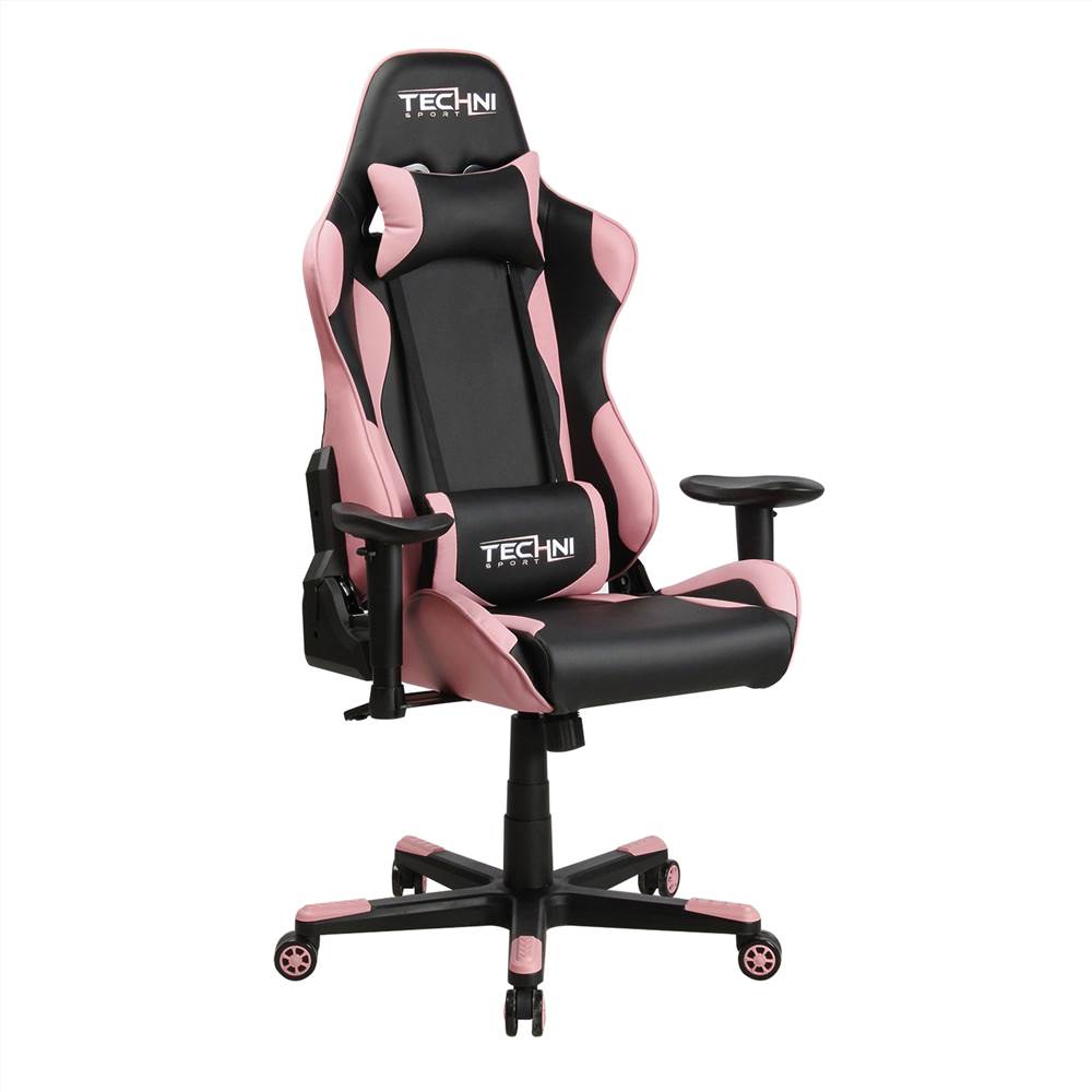

Techni Home Office PU Leather Adjustable Rotatable Gaming Chair with Ergonomic High Backrest and Lumbar Support - Pink