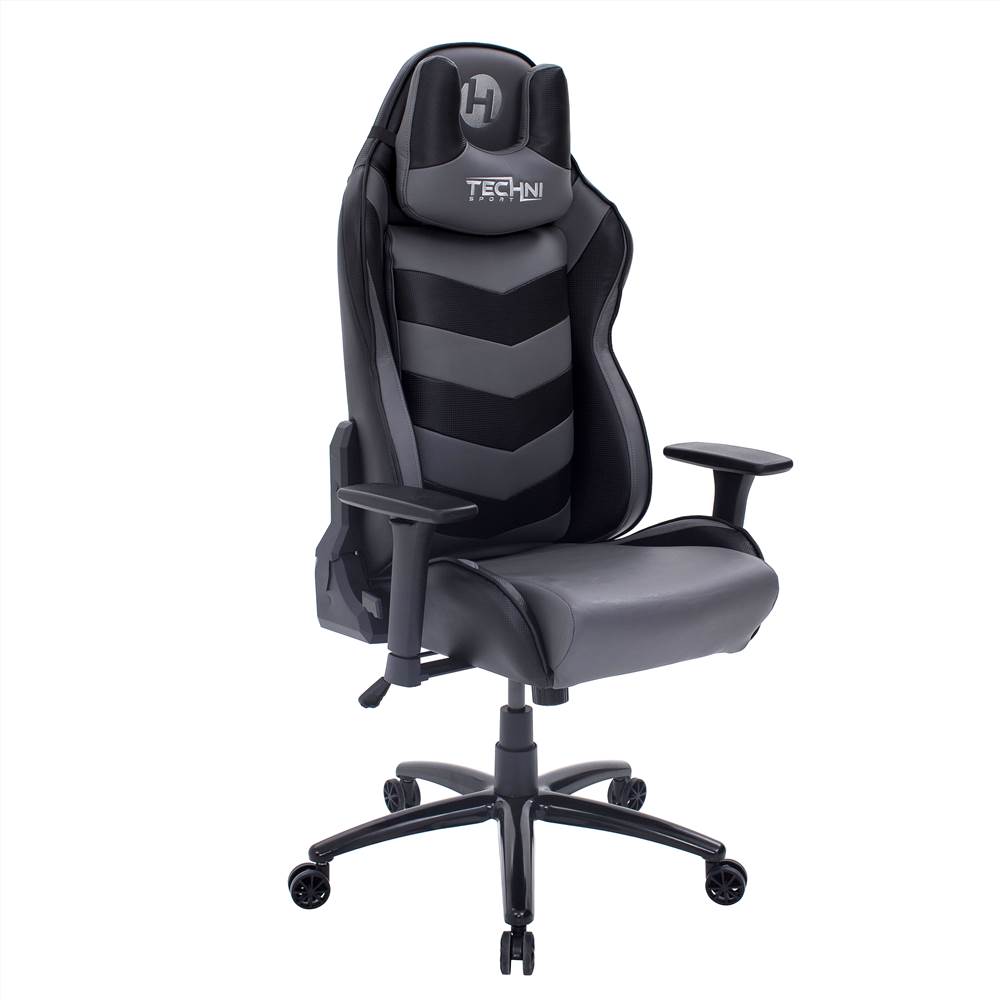 

Techni TS-61 Home Office Adjustable Rotatable Gaming Chair with Ergonomic High Backrest and Casters - Black + Gray