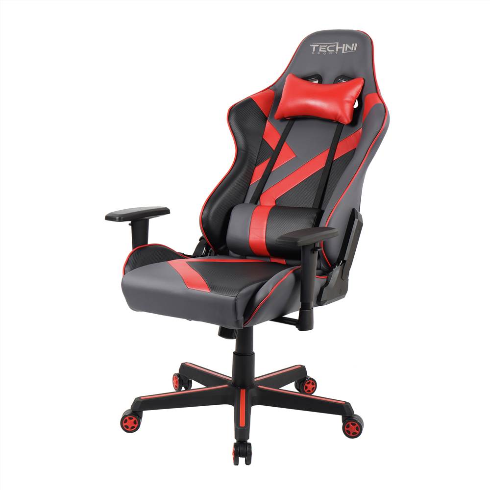 

Techni TS-70 Home Office Adjustable Rotatable Gaming Chair with Ergonomic High Backrest and Lumbar Support - Red
