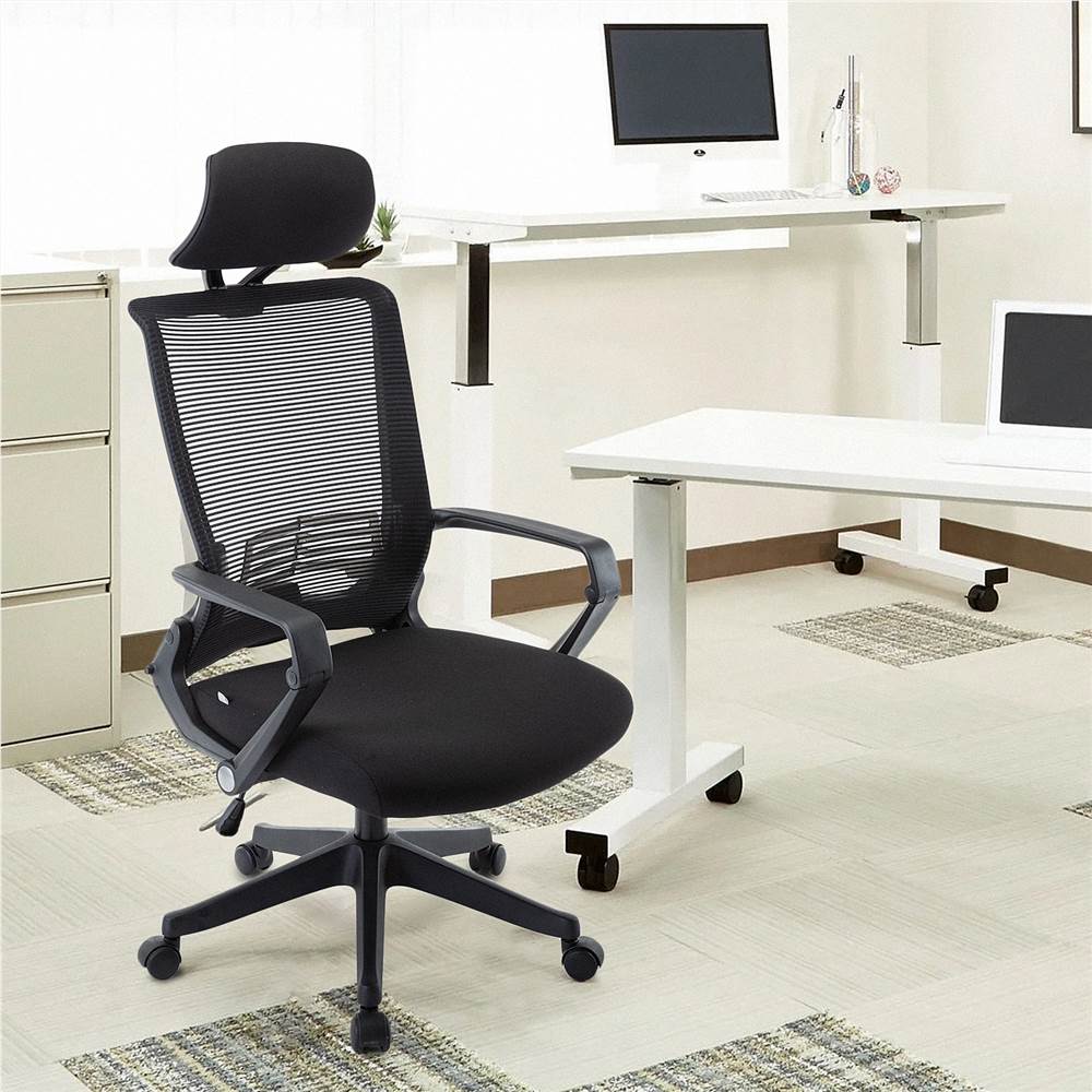 Ev Ofis Ergonomik Yüksek Sırt ve Bel Destekli Ayarlanabilir Döner Sandalye - Siyah