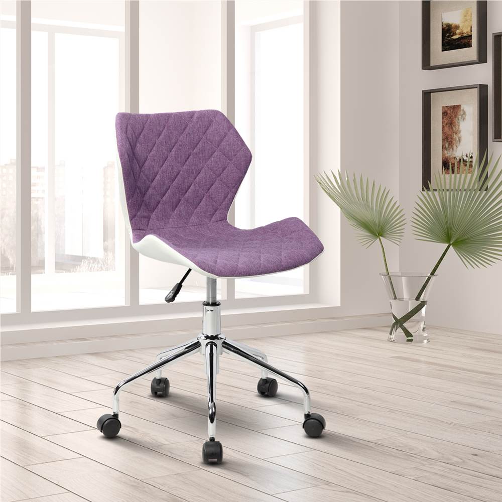 

Techni Modern Leisure Polyester Swivel Chair Height Adjustable with Curved Backrest and Casters for Living Room, Bedroom, Dining Room, Office - Purple